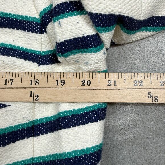 Talbots Striped Fringe Jacket Women’s 14 White Teal Blue Cotton Office Chic - Picture 7 of 14
